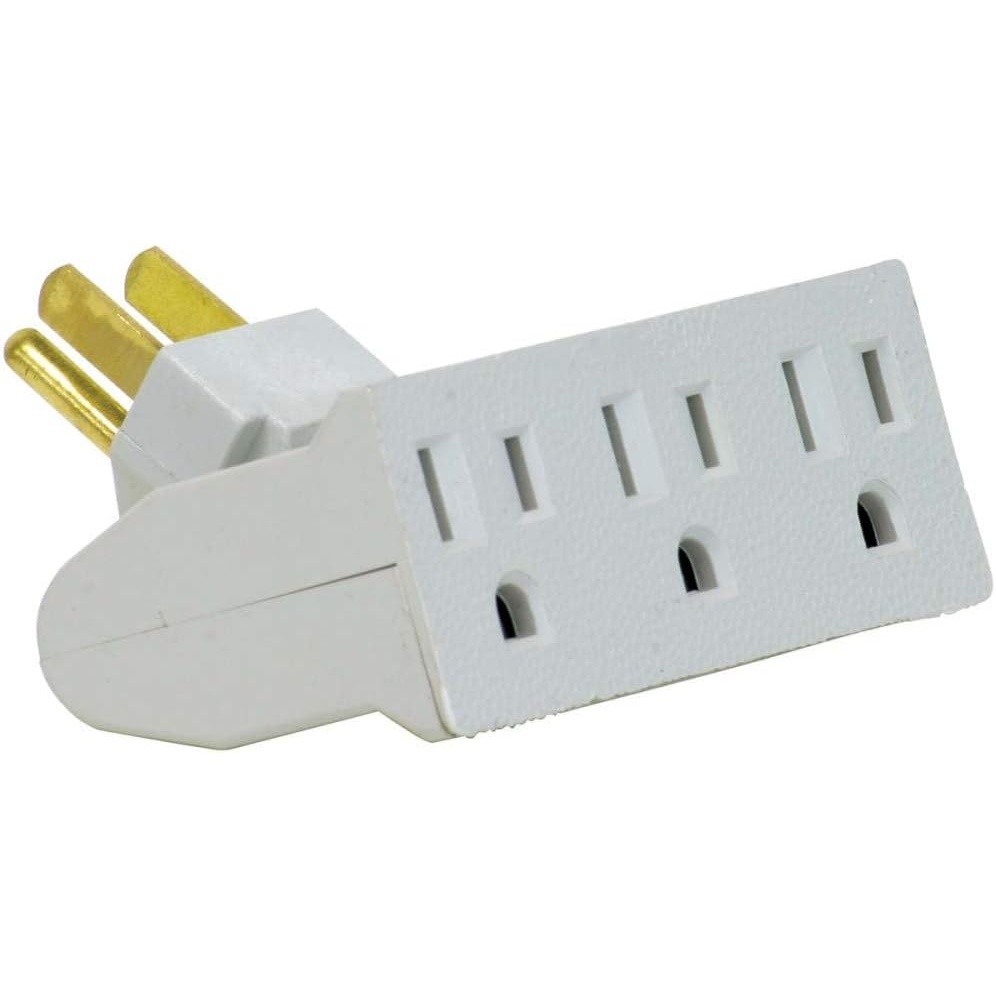 image:imageGlobe Electric 46505 3Outlet Lateral Swivel Grounded Wall Adapter Tap White Finish