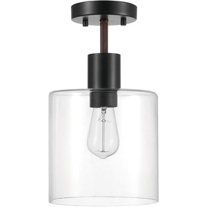 GLOBE Electric 60982 Sedona Semi-Flush Mount, Matte Black
