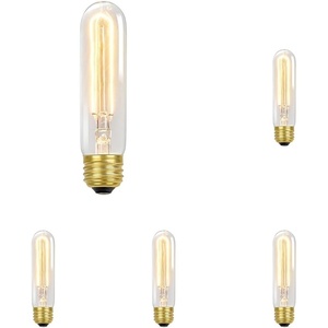 Globe Electric 01322 60W Vintage Edison T10 Radio Tube Incandescent Filament Light Bulb, E26 Base, 245 Lumens(1 Count (Pack of 5))