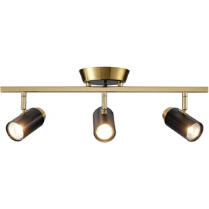 Globe Electric 3-Light Track Lighting, Adjustable Heads, Matte Brass with Black Accents, 21-Inch Dimmable Track Bar for Modern Kitchen & Ceiling Lighting