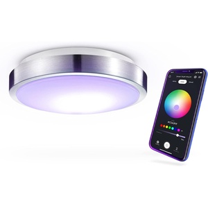 Globe Electric 57503 Wi-Fi Smart 4-Light 28W LED Track Lighting, Matte Black, No Hub Required, Voice Activated, Multicolor Changing RGB, Tunable White 2000K – 5000K, 1600 Lumen, 50,000 Hours, 80 CRI(Brushed Nickel)