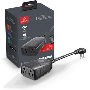 Globe Electric Wi-Fi Smart 2-Outlet Outdoor Plug, No Hub Required, Voice Activated, Independently Controlled Grounded Outlets, 5.5in Cord, Black (1-Pack, 15A) 50029