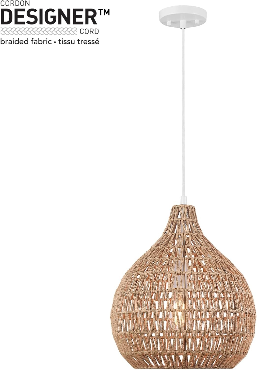 image:imageGlobe Electric 65703 Tika 1Light Pendant Lighting Natural Blonde Twine ShadeTika