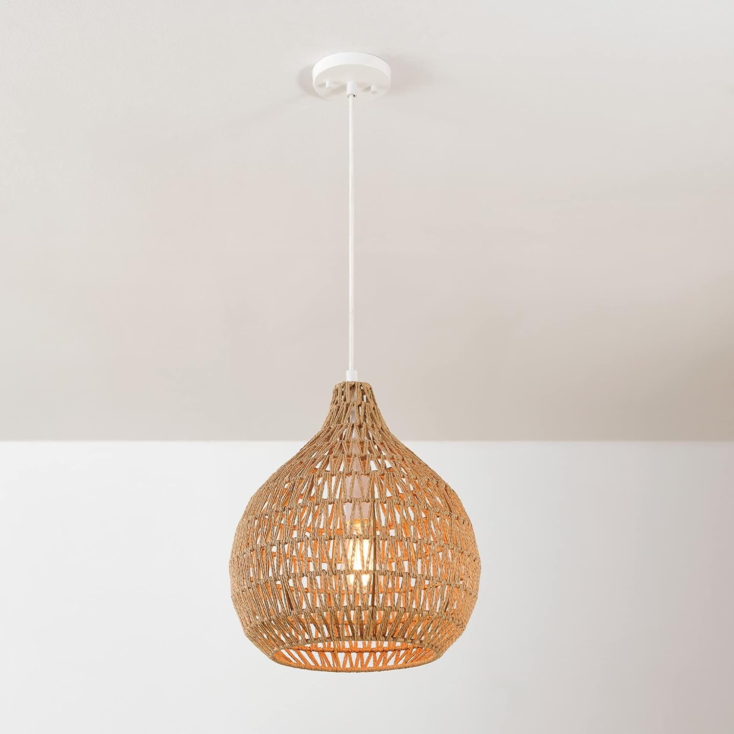 image:imageGlobe Electric 65703 Tika 1Light Pendant Lighting Natural Blonde Twine ShadeTika