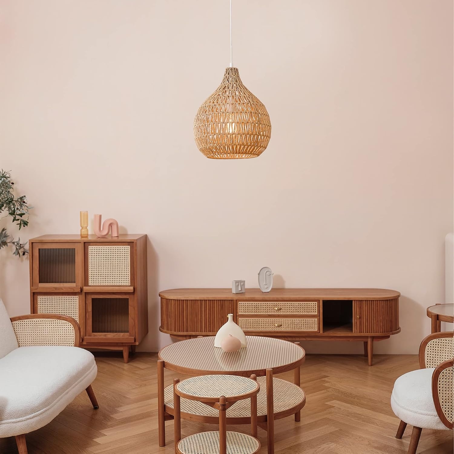 image:imageGlobe Electric 65703 Tika 1Light Pendant Lighting Natural Blonde Twine ShadeTika