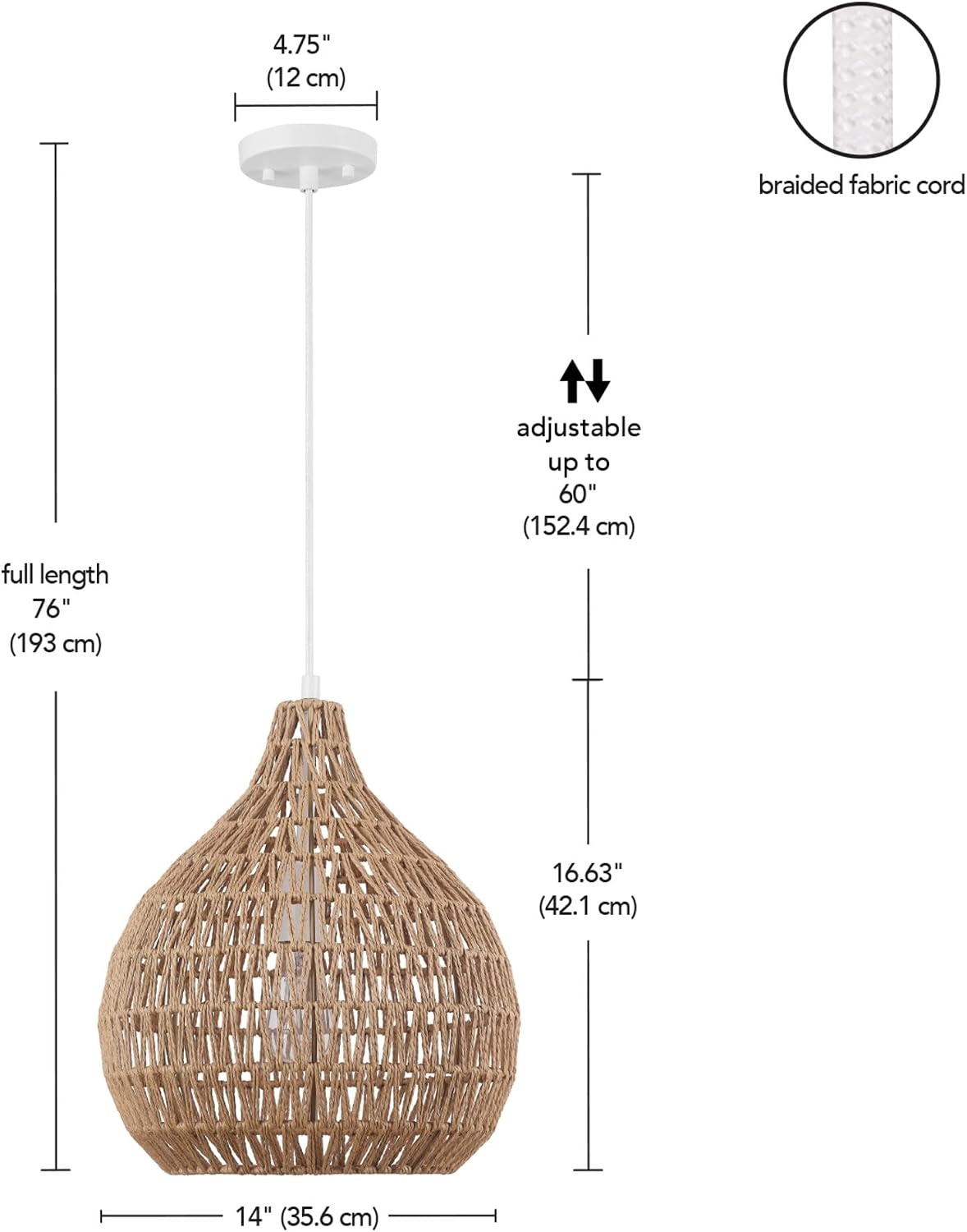 image:imageGlobe Electric 65703 Tika 1Light Pendant Lighting Natural Blonde Twine ShadeTika