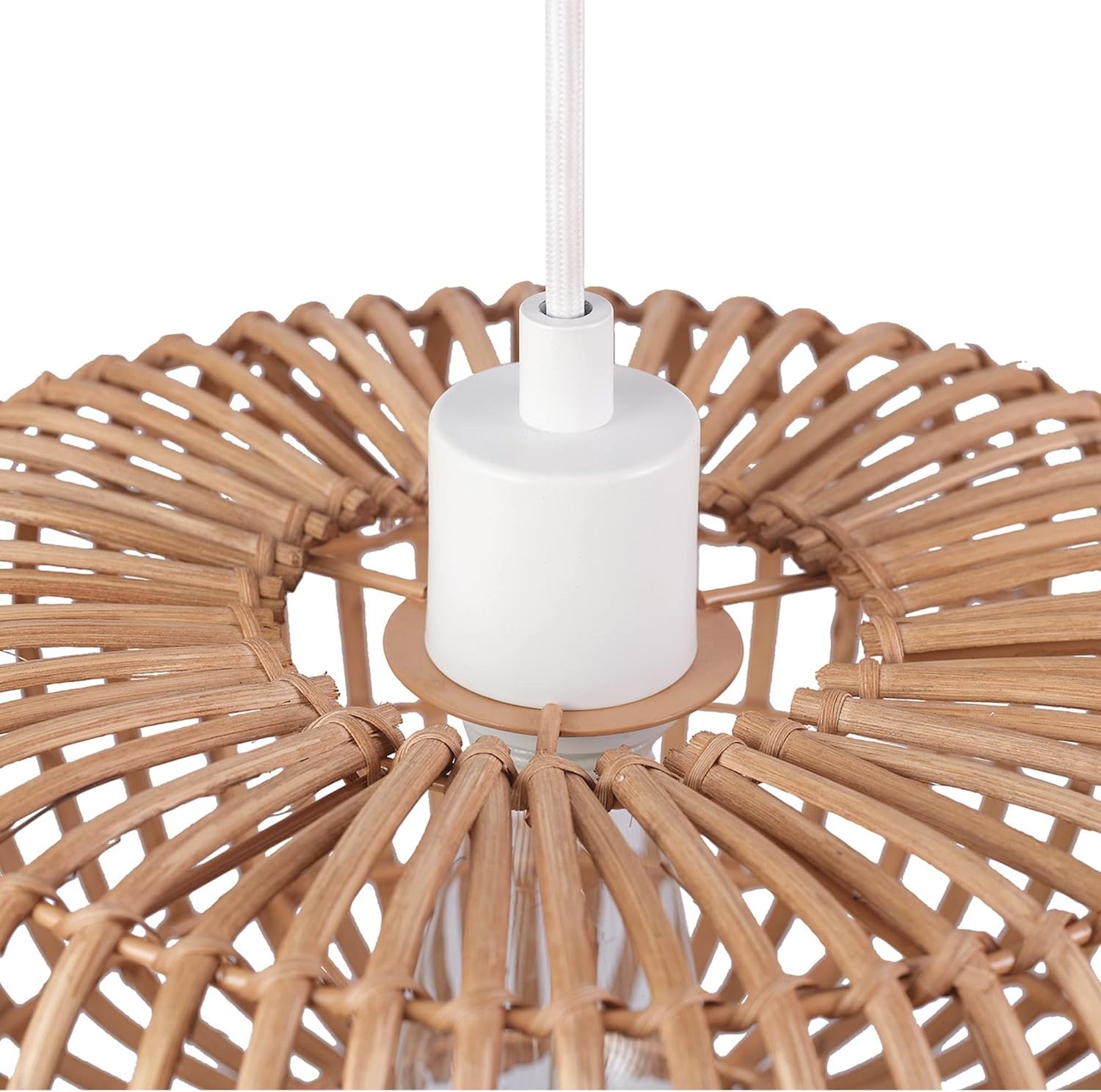 image:imageGlobe Electric 65939 Fitz 1Light Plugin or Hardwire Pendant Lighting Rattan Shade White Socket