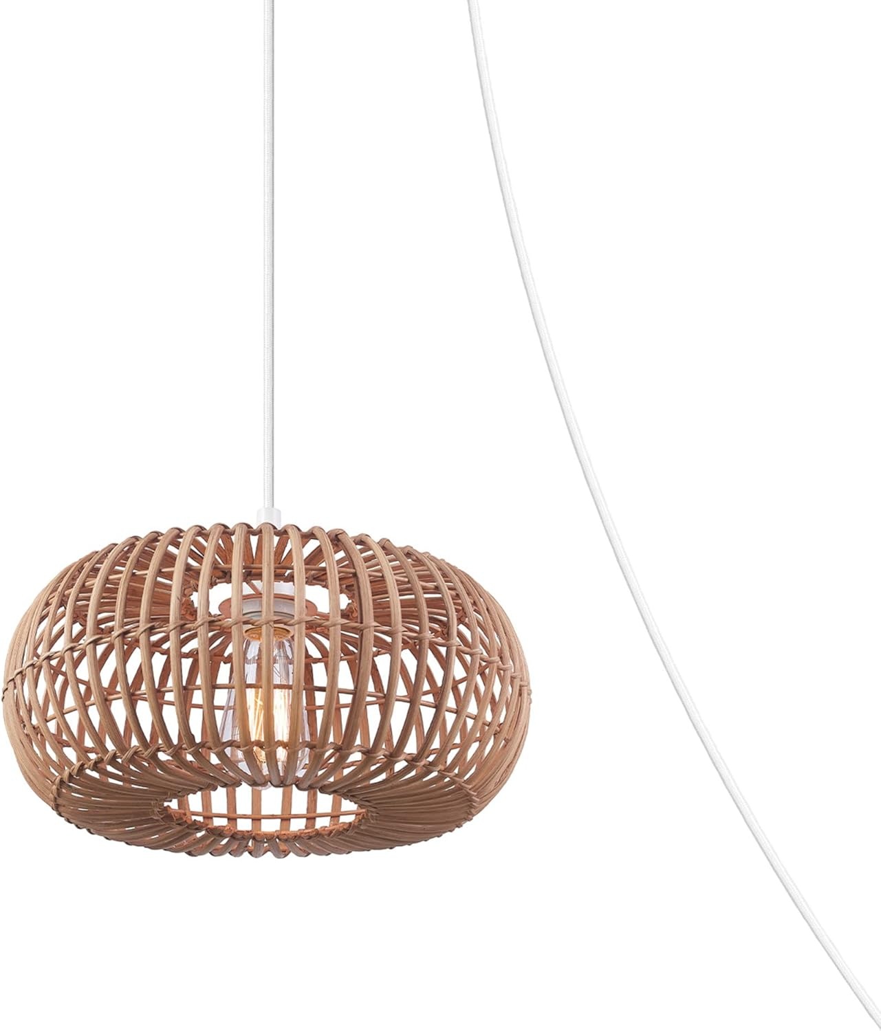 image:imageGlobe Electric 65939 Fitz 1Light Plugin or Hardwire Pendant Lighting Rattan Shade White Socket