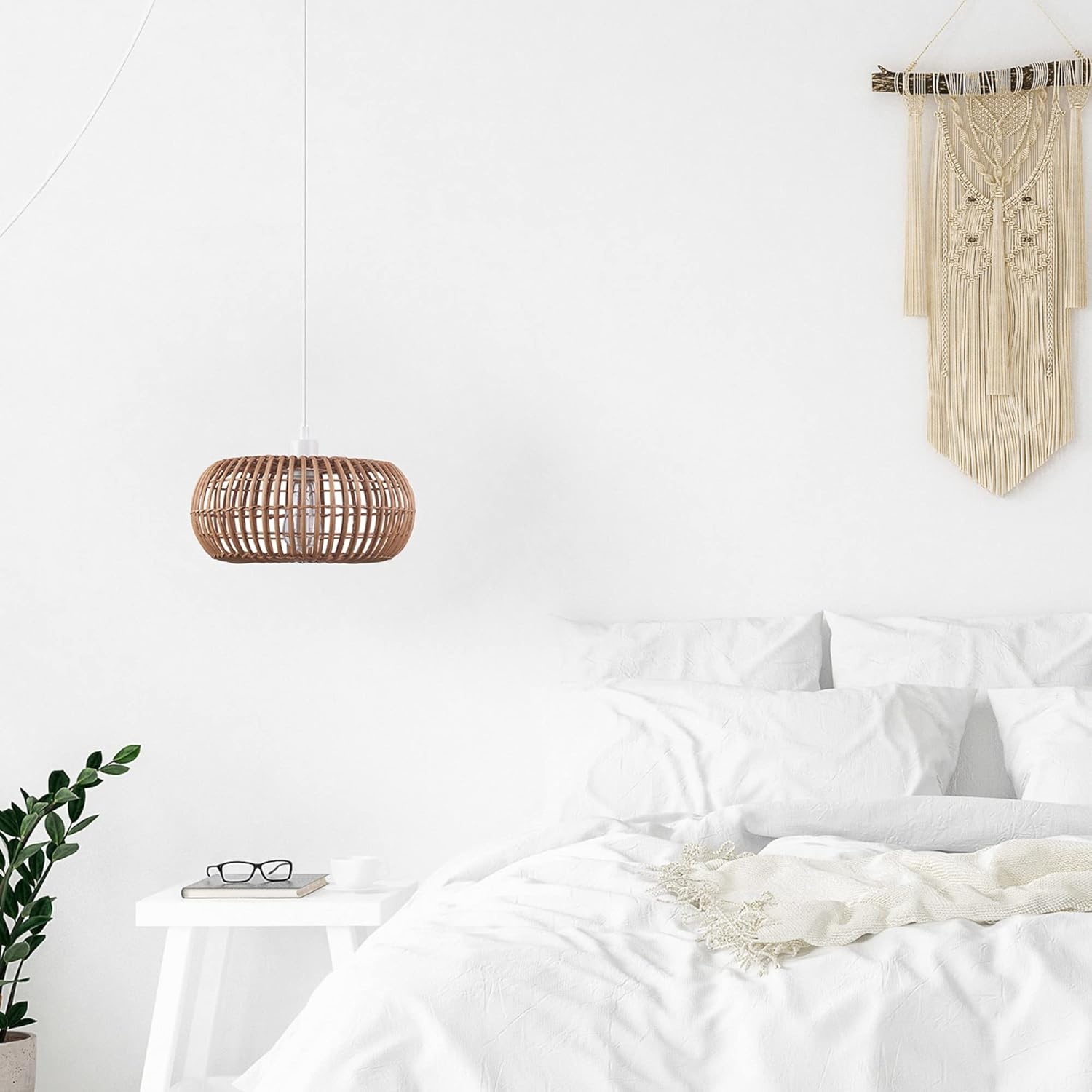 image:imageGlobe Electric 65939 Fitz 1Light Plugin or Hardwire Pendant Lighting Rattan Shade White Socket