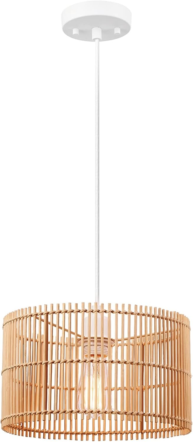 image:imageGlobe Electric 65942 Tammi 1Light Pendant Lighting Natural Bamboo Shade White Fabric CordPack of 1