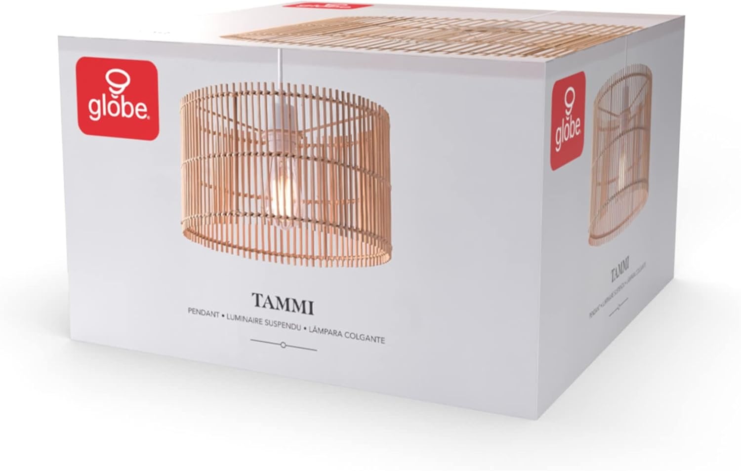 image:imageGlobe Electric 65942 Tammi 1Light Pendant Lighting Natural Bamboo Shade White Fabric CordPack of 2
