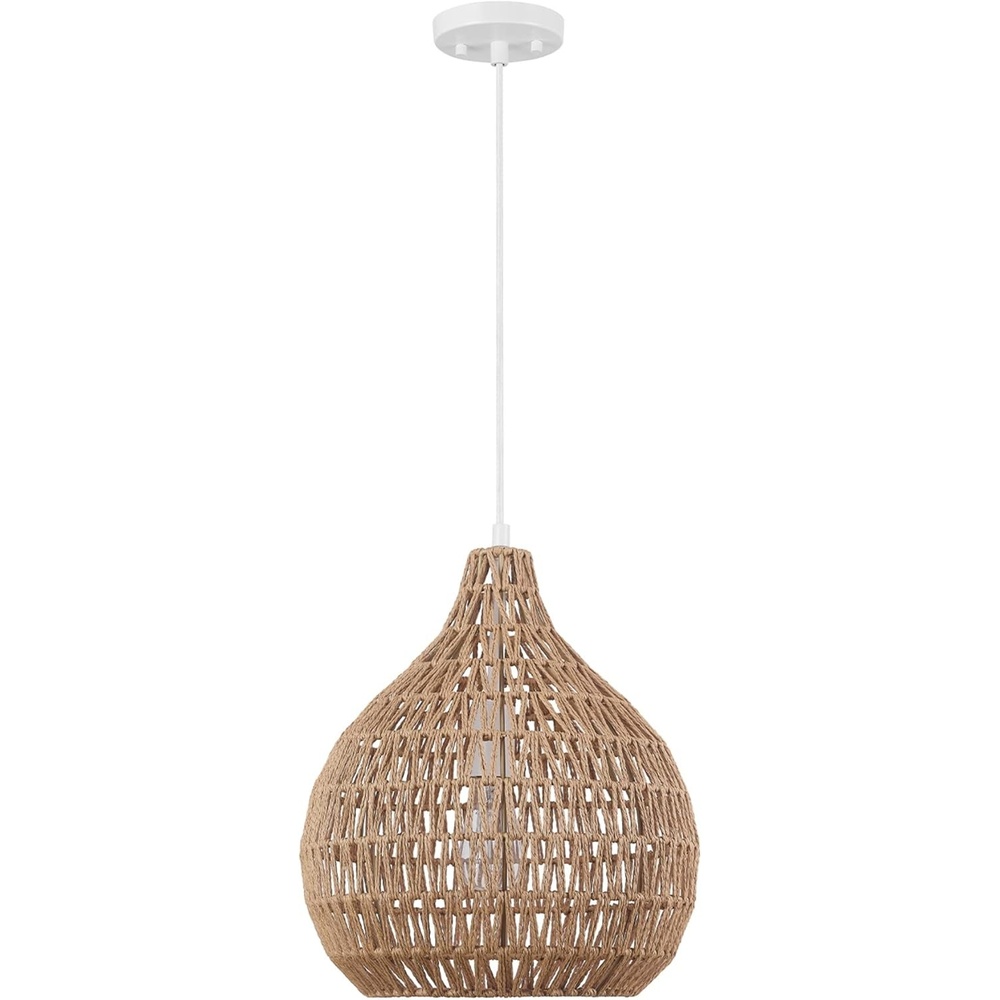 image:imageGlobe Electric 65703 Tika 1Light Pendant Lighting Natural Blonde Twine ShadeTika