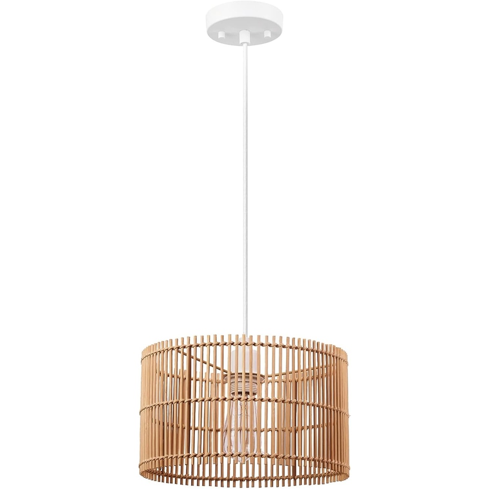 image:imageGlobe Electric 65942 Tammi 1Light Pendant Lighting Natural Bamboo Shade White Fabric CordPack of 1
