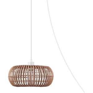 Globe Electric 65939 Fitz 1-Light Plug-in or Hardwire Pendant Lighting, Rattan Shade, White Socket