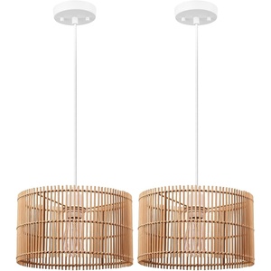 Globe Electric 65942 Tammi 1-Light Pendant Lighting, Natural Bamboo Shade, White Fabric Cord((Pack of 2))