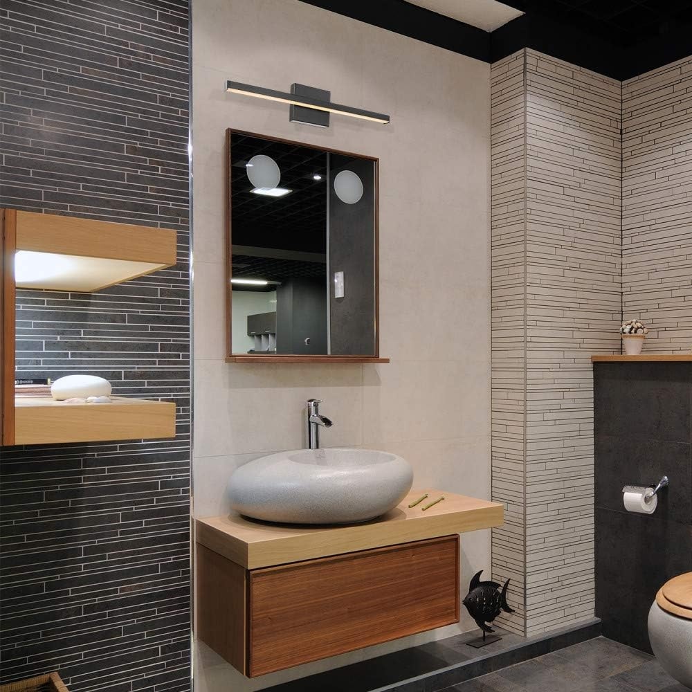 image:imageGlobe Electric 51533 Jensen 30W Led Integrated Vanity Light Black Frosted Diffuser 1000 Lumens 3000 Kelvin Warm White 80 CRIBlack