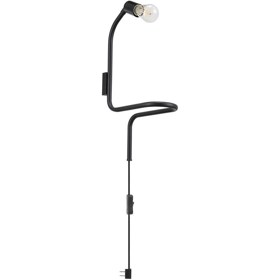 image:imageGLOBE Electric 51398 Functional Series 1Light Plugin Minimalist Wall Sconce with Shelf Black LED Bulb Included 6ft Black Cord