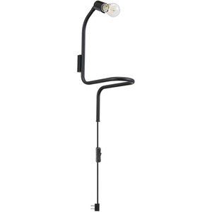 GLOBE Electric 51398 Functional Series 1-Light Plug-in Minimalist Wall Sconce with Shelf, Black, LED Bulb Included, 6ft Black Cord