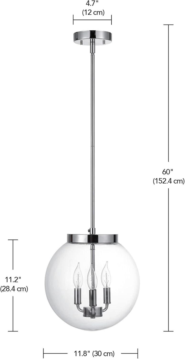 image:imageGlobe Electric 60401 Warren 1Light Pendant Matte White Dark Bronze Accents 220 LumenChrome