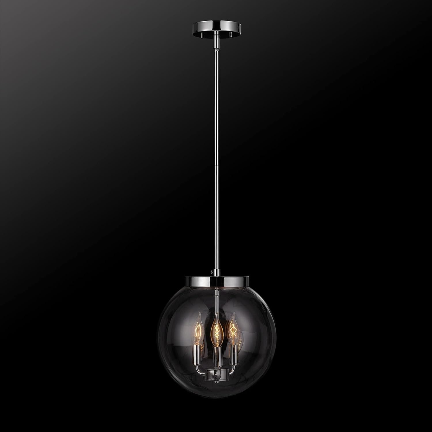 image:imageGlobe Electric 60401 Warren 1Light Pendant Matte White Dark Bronze Accents 220 LumenChrome
