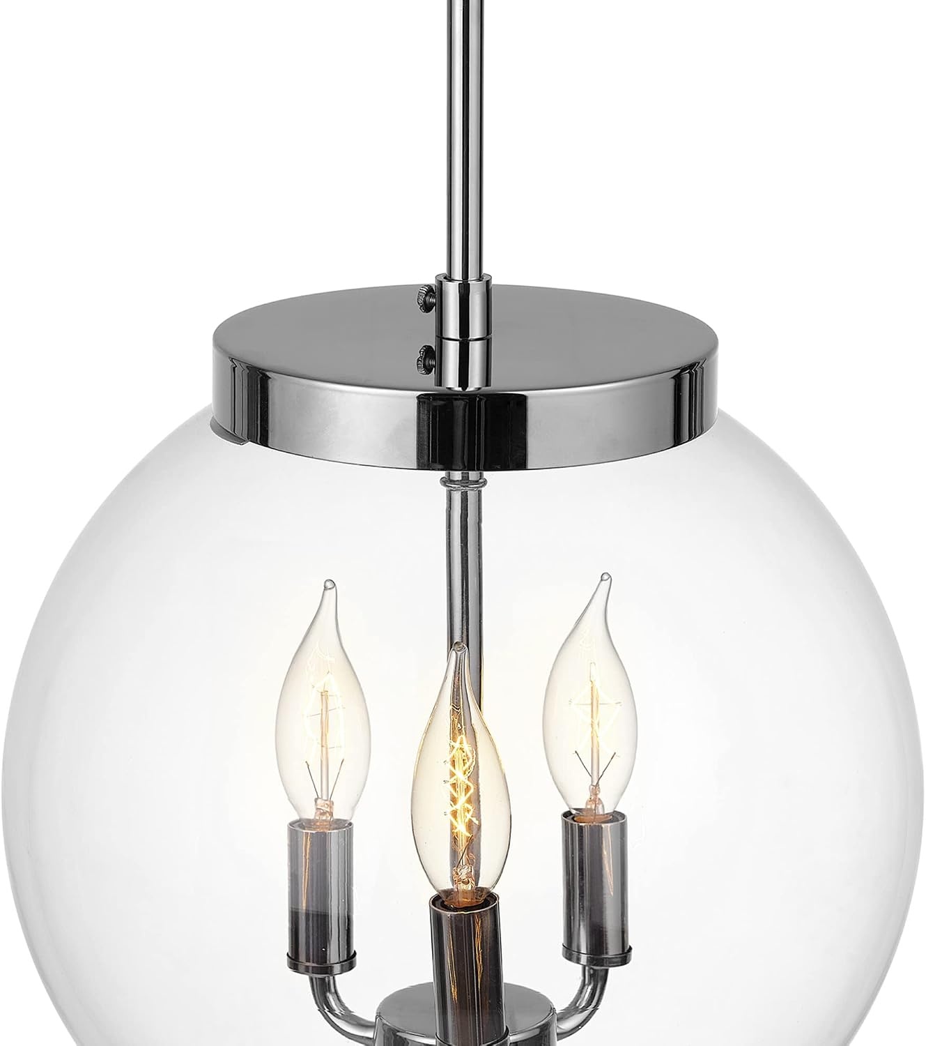 image:imageGlobe Electric 60401 Warren 1Light Pendant Matte White Dark Bronze Accents 220 LumenChrome