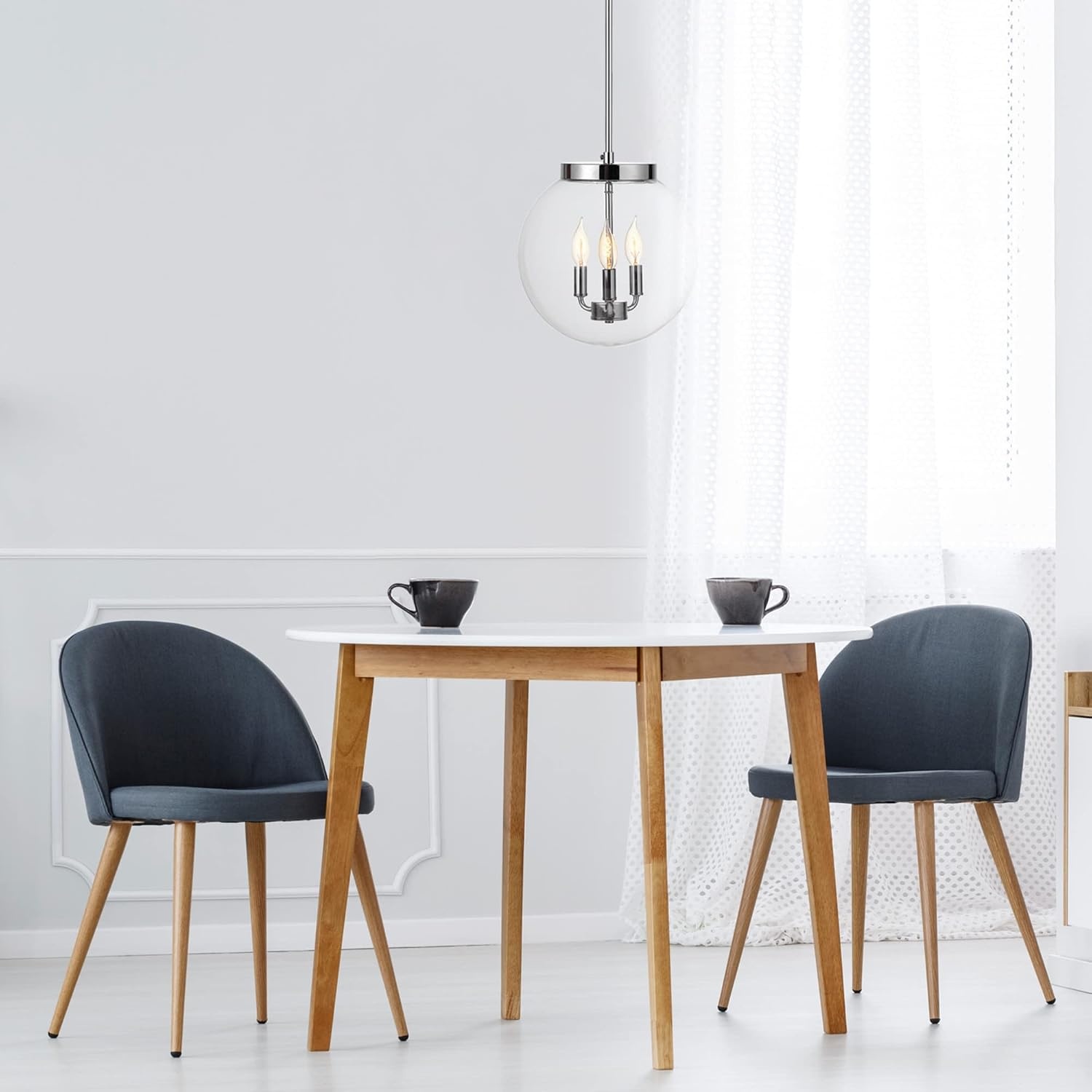 image:imageGlobe Electric 60401 Warren 1Light Pendant Matte White Dark Bronze Accents 220 LumenChrome