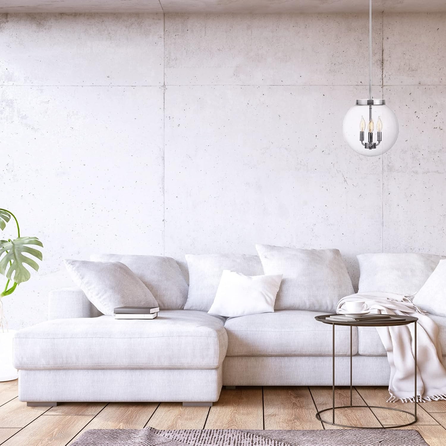 image:imageGlobe Electric 60401 Warren 1Light Pendant Matte White Dark Bronze Accents 220 LumenChrome
