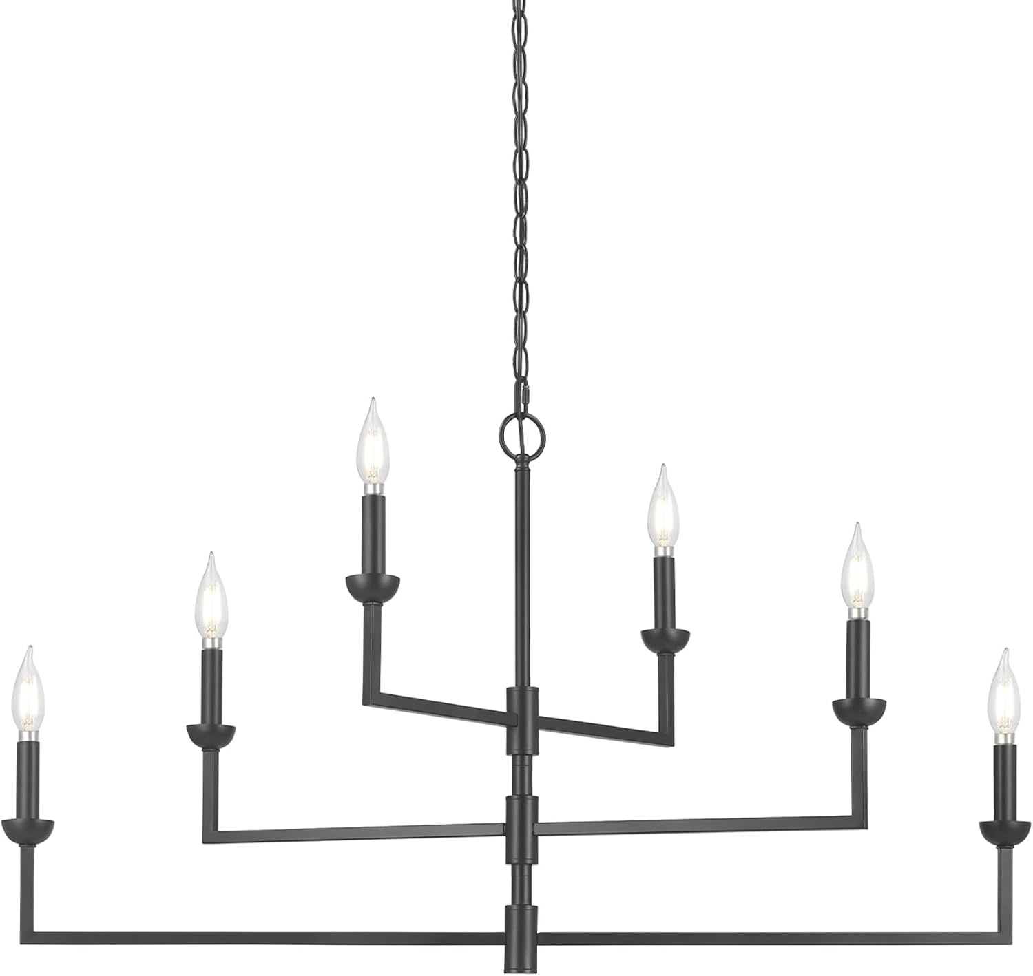 image:imageGlobe Electric 60401 Warren 1Light Pendant Matte White Dark Bronze Accents 220 LumenMatte Black Black Chain