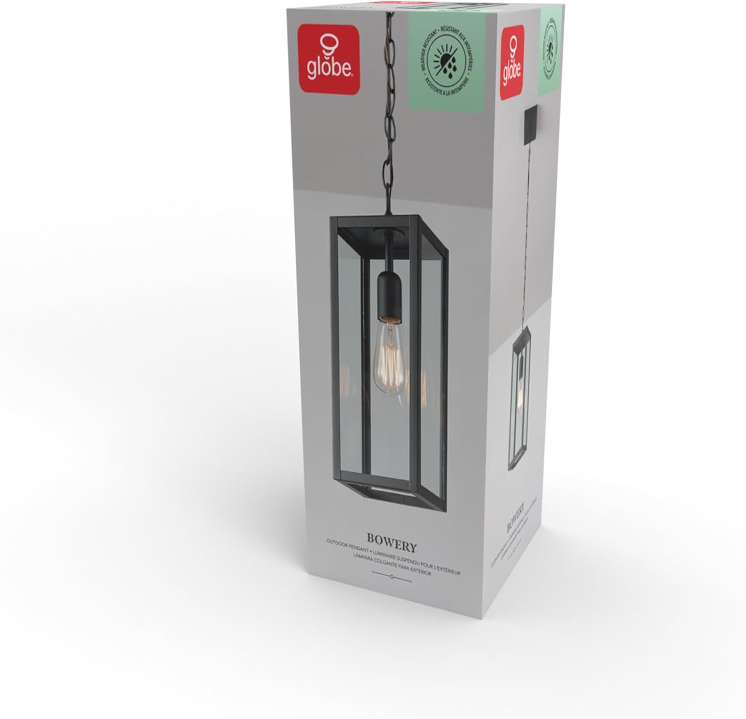 image:imageGlobe Electric 60401 Warren 1Light Pendant Matte White Dark Bronze Accents 220 LumenMatte Black Clear Glass
