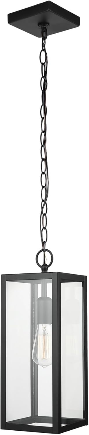 image:imageGlobe Electric 60401 Warren 1Light Pendant Matte White Dark Bronze Accents 220 LumenMatte Black Clear Glass