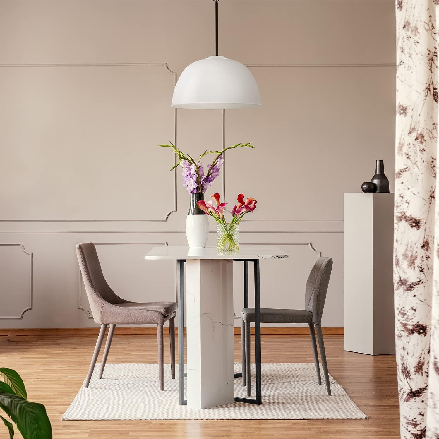 image:imageGlobe Electric 60401 Warren 1Light Pendant Matte White Dark Bronze Accents 220 LumenMatte White Bronze
