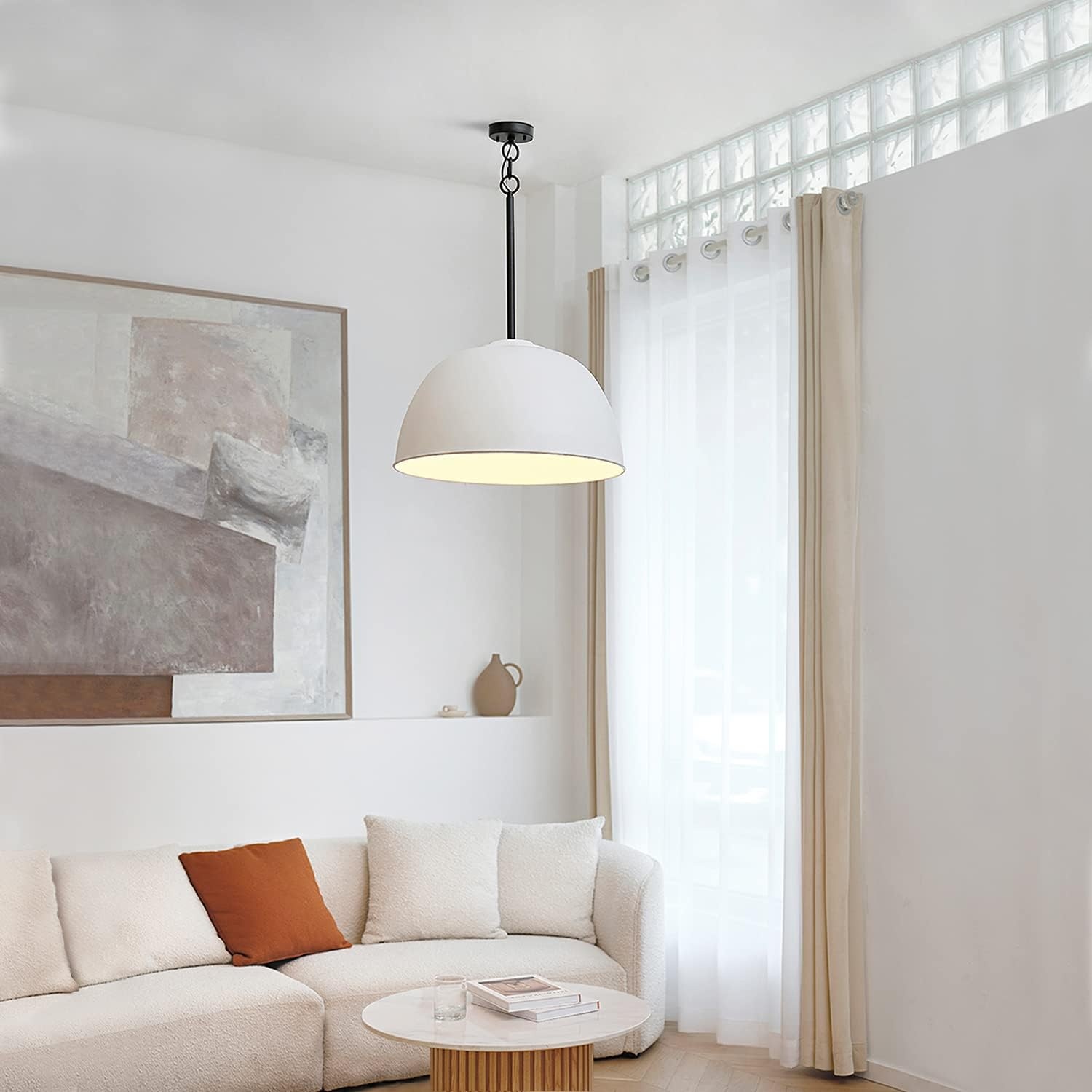 image:imageGlobe Electric 60401 Warren 1Light Pendant Matte White Dark Bronze Accents 220 LumenMatte White Bronze