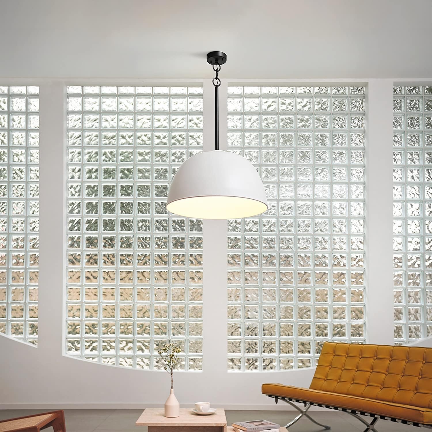 image:imageGlobe Electric 60401 Warren 1Light Pendant Matte White Dark Bronze Accents 220 LumenMatte White Bronze