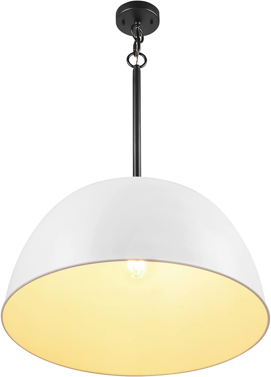 image:imageGlobe Electric 60401 Warren 1Light Pendant Matte White Dark Bronze Accents 220 LumenMatte White Bronze