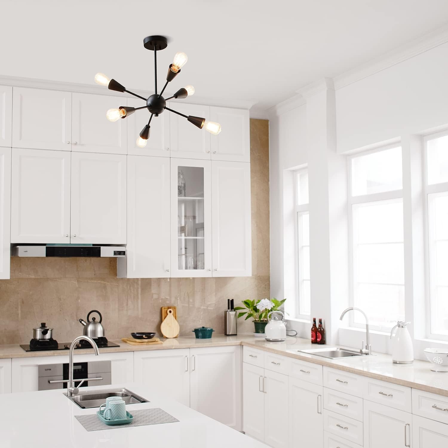 image:imageGlobe Electric 61121 Emmanuelle 6Light SemiFlush Mount Ceiling Light Matte Black