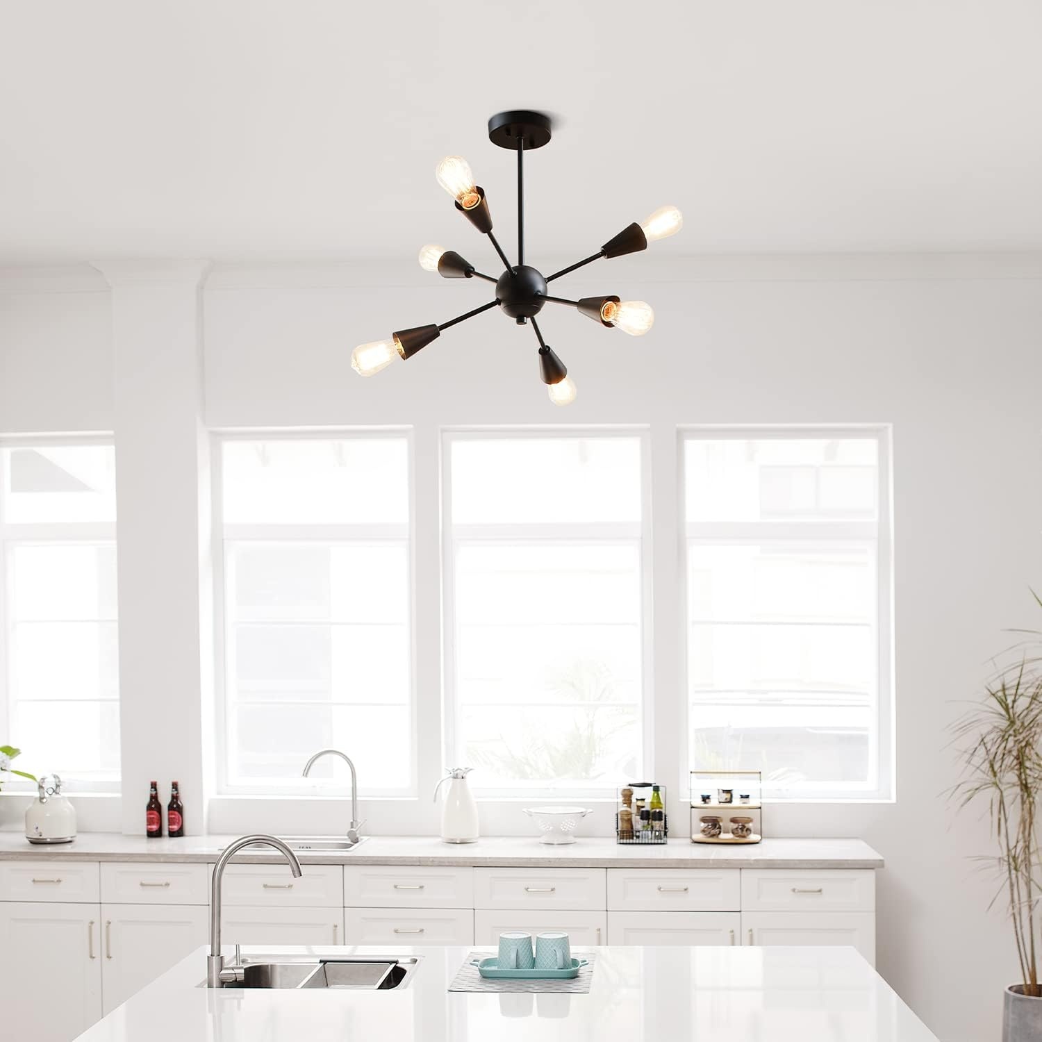 image:imageGlobe Electric 61121 Emmanuelle 6Light SemiFlush Mount Ceiling Light Matte Black