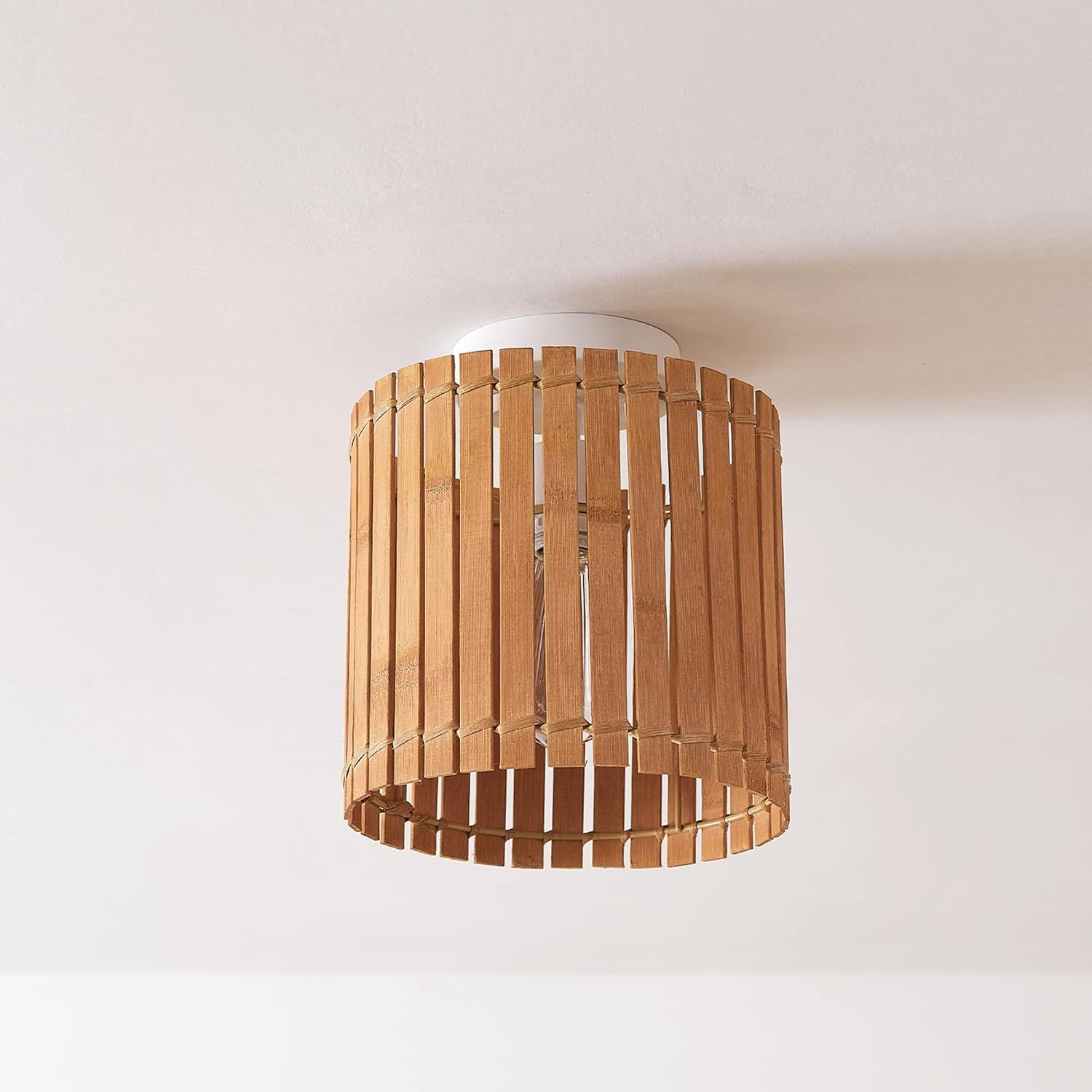 image:imageGlobe Electric 65893 1Light Flush Mount Ceiling Light Black Rattan ShadeBali