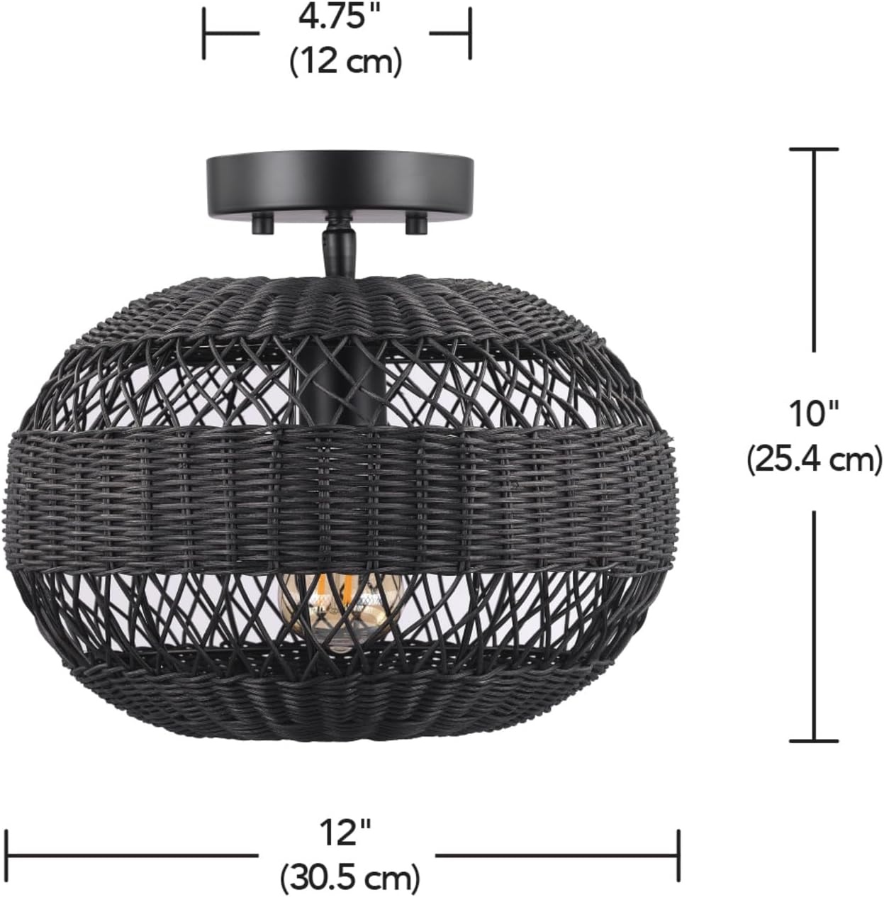 image:imageGlobe Electric 65893 1Light Flush Mount Ceiling Light Black Rattan ShadeBeth