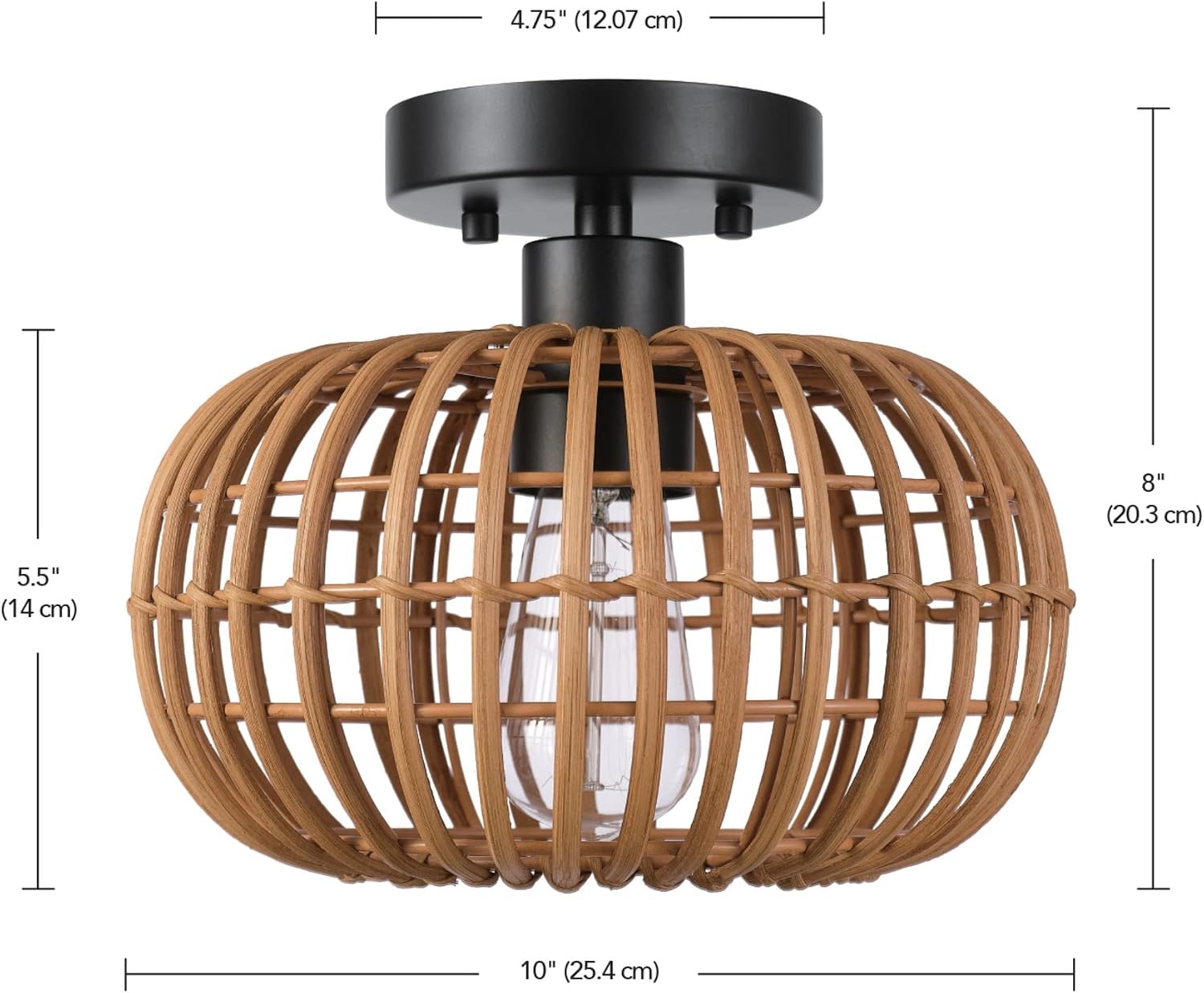 image:imageGlobe Electric 65893 1Light Flush Mount Ceiling Light Black Rattan ShadeFitz