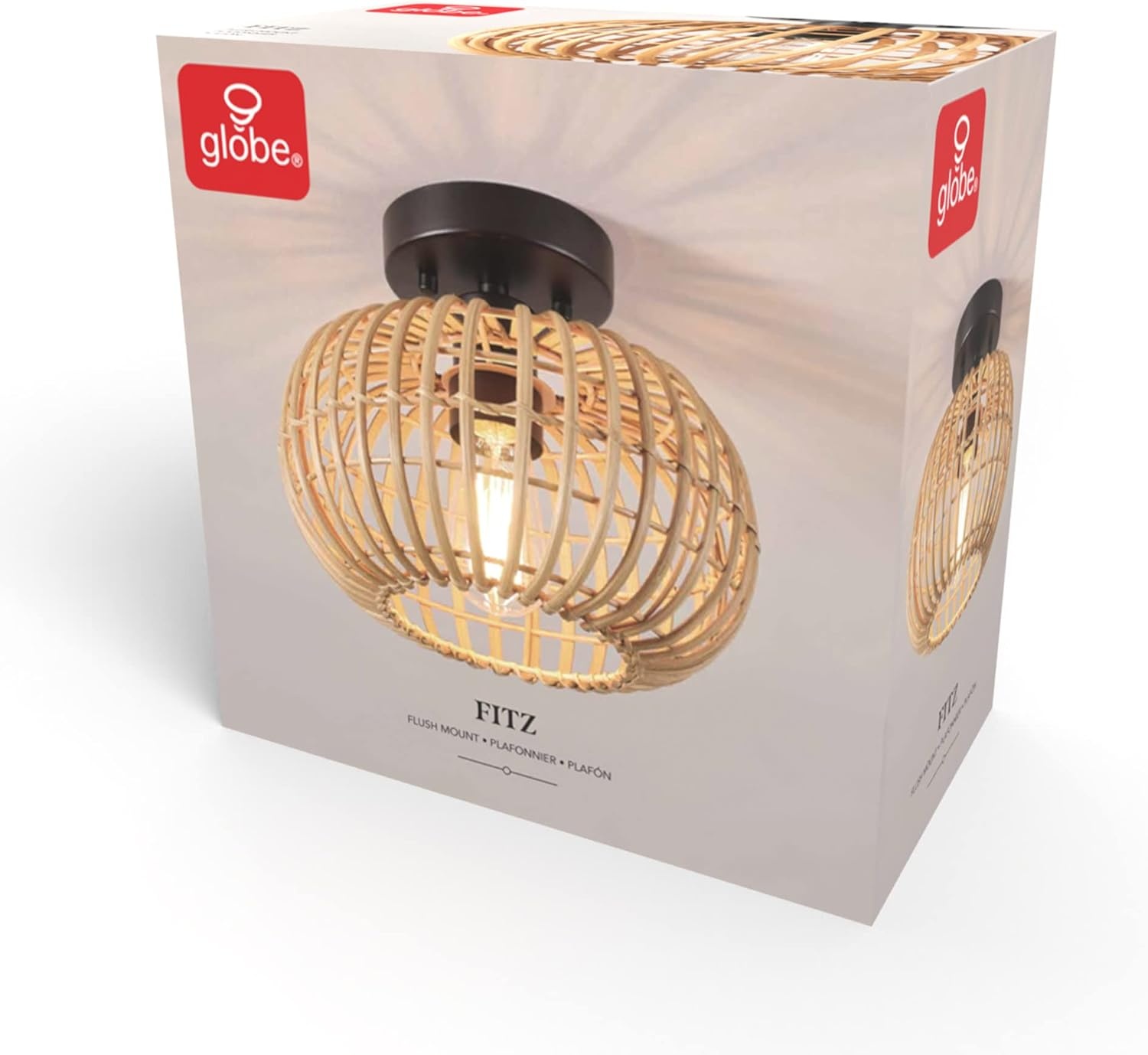 image:imageGlobe Electric 65893 1Light Flush Mount Ceiling Light Black Rattan ShadeFitz