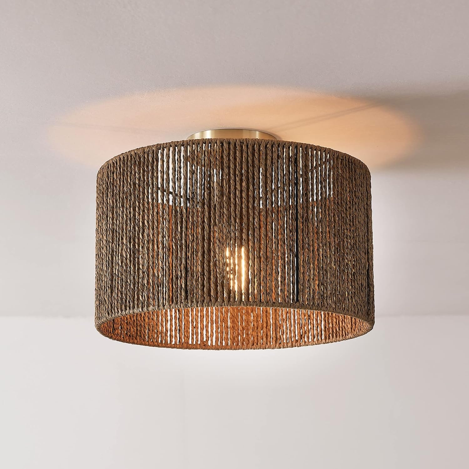 image:imageGlobe Electric 65893 1Light Flush Mount Ceiling Light Black Rattan ShadeLulu