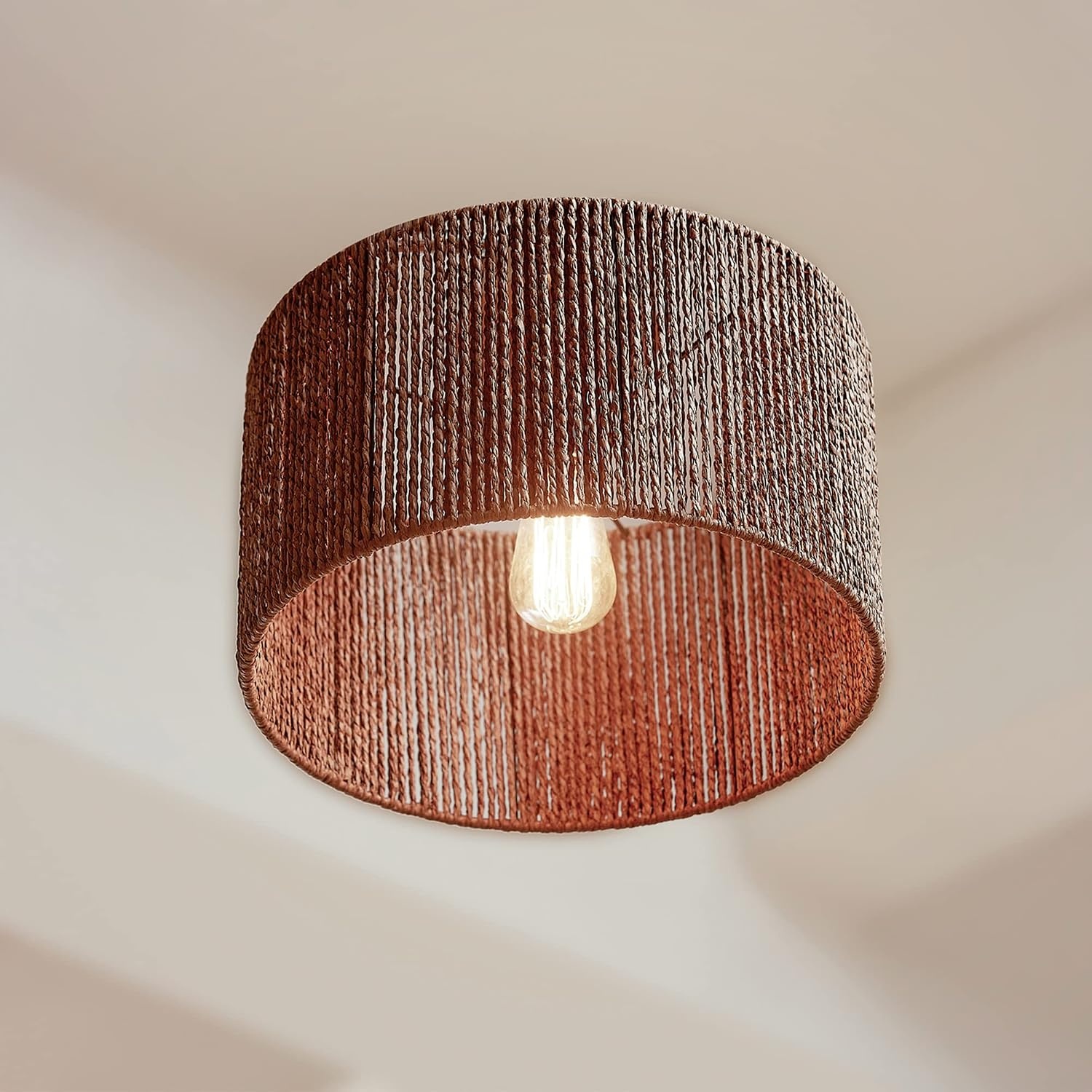image:imageGlobe Electric 65893 1Light Flush Mount Ceiling Light Black Rattan ShadeLulu