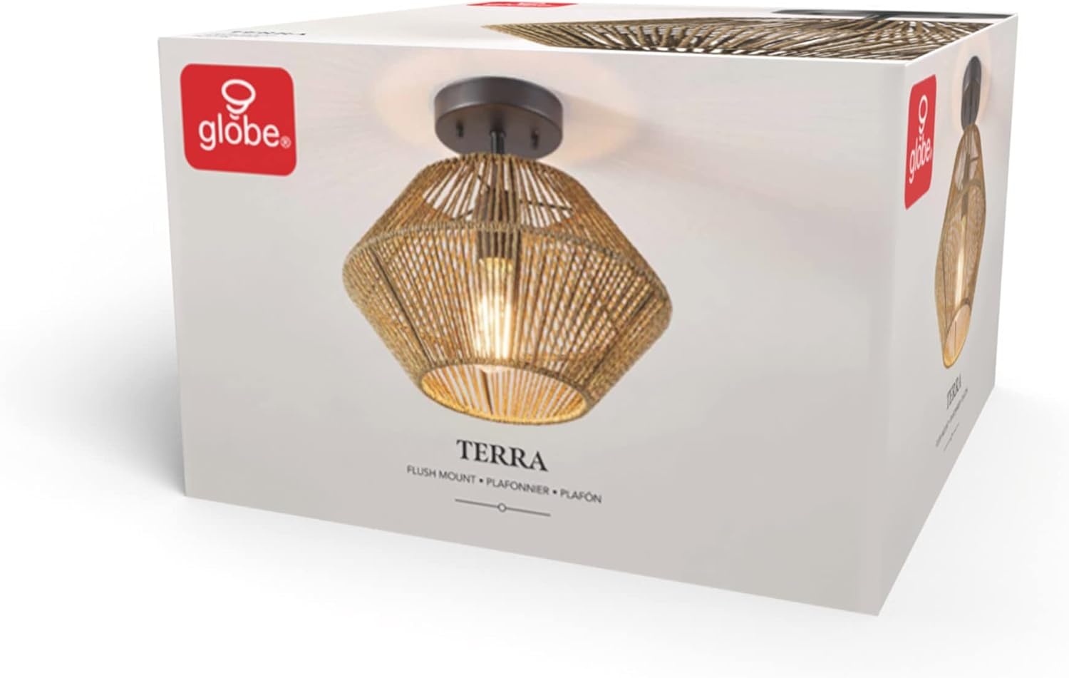 image:imageGlobe Electric 65893 1Light Flush Mount Ceiling Light Black Rattan ShadeTerra