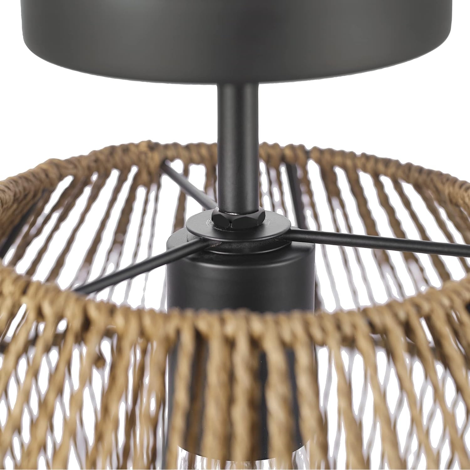image:imageGlobe Electric 65893 1Light Flush Mount Ceiling Light Black Rattan ShadeTerra
