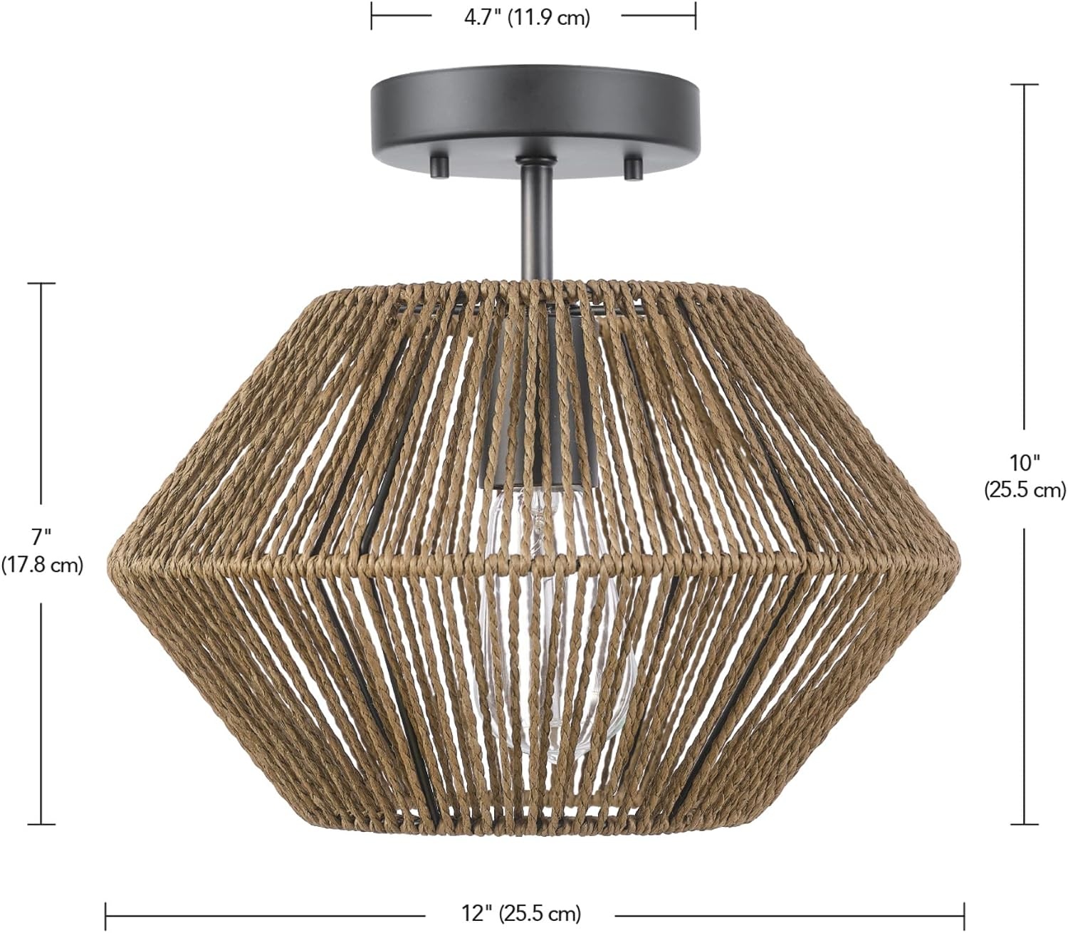 image:imageGlobe Electric 65893 1Light Flush Mount Ceiling Light Black Rattan ShadeTerra