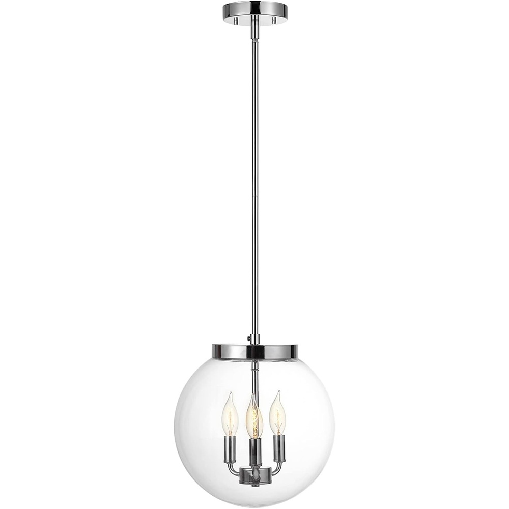 image:imageGlobe Electric 60401 Warren 1Light Pendant Matte White Dark Bronze Accents 220 LumenChrome