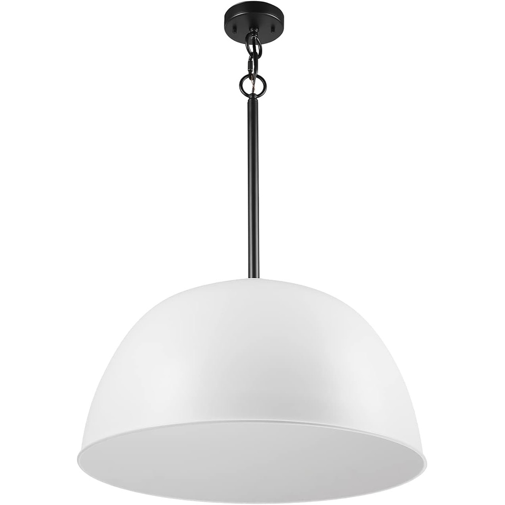 image:imageGlobe Electric 60401 Warren 1Light Pendant Matte White Dark Bronze Accents 220 LumenMatte White  Bronze