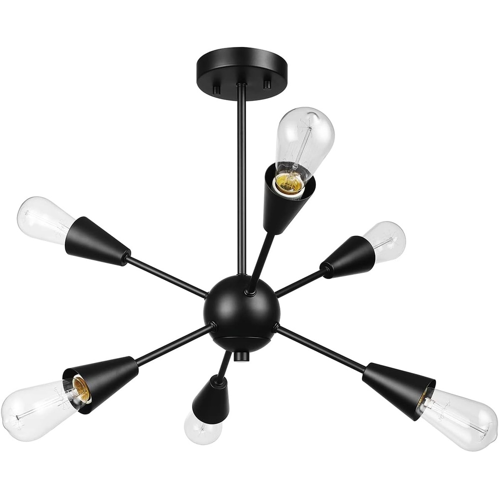 image:imageGlobe Electric 61121 Emmanuelle 6Light SemiFlush Mount Ceiling Light Matte Black