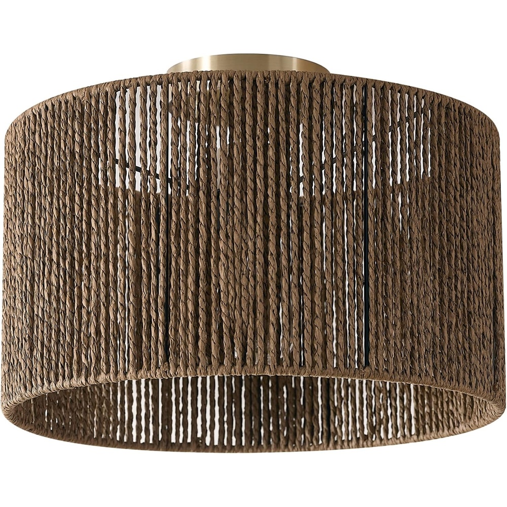 image:imageGlobe Electric 65893 1Light Flush Mount Ceiling Light Black Rattan ShadeLulu