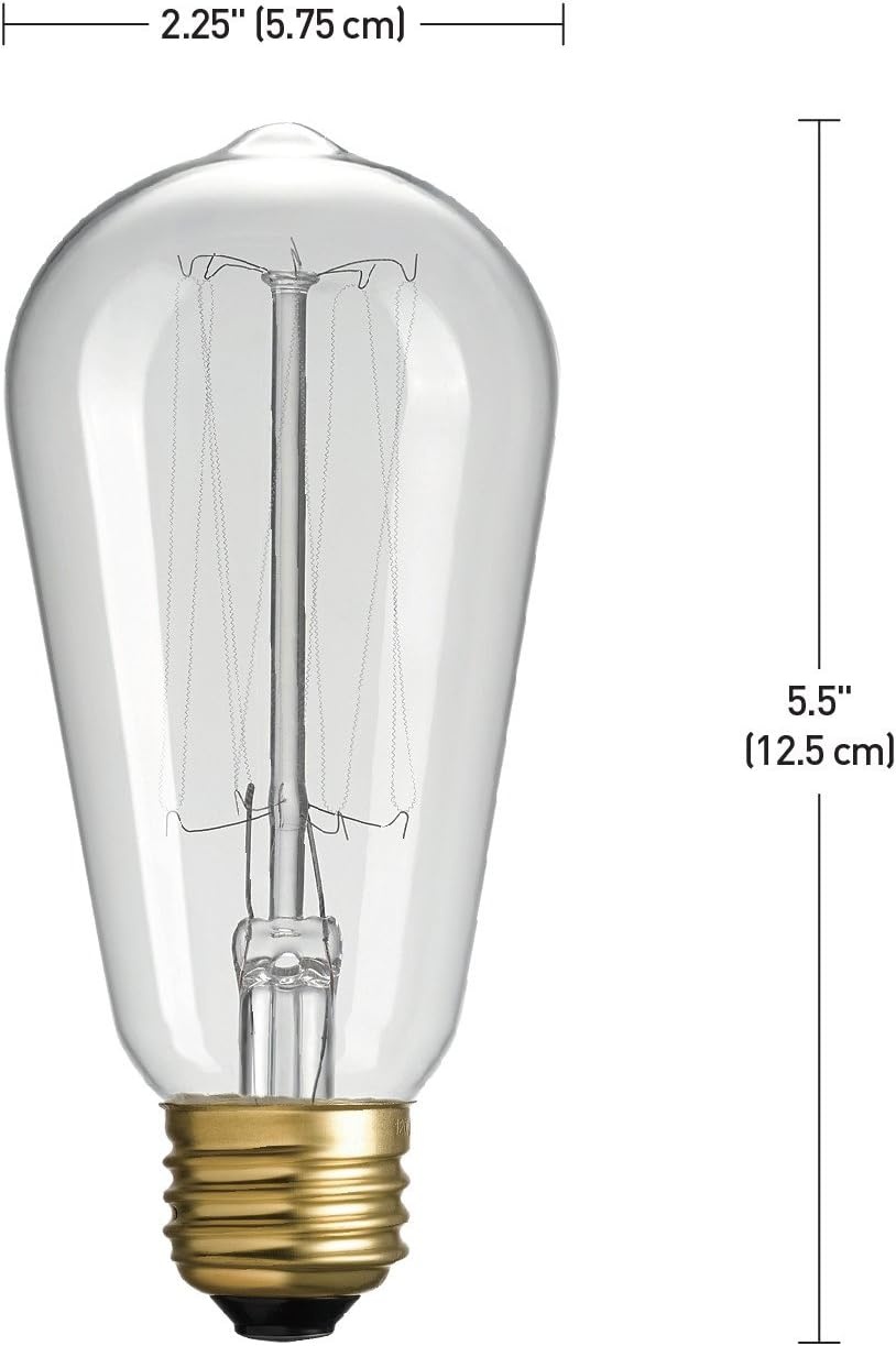 image:imageGlobe Electric 01324 40W Vintage Edison S60 Squirrel Cage Incandescent Filament Light Bulb E26 Base 145 Lumens